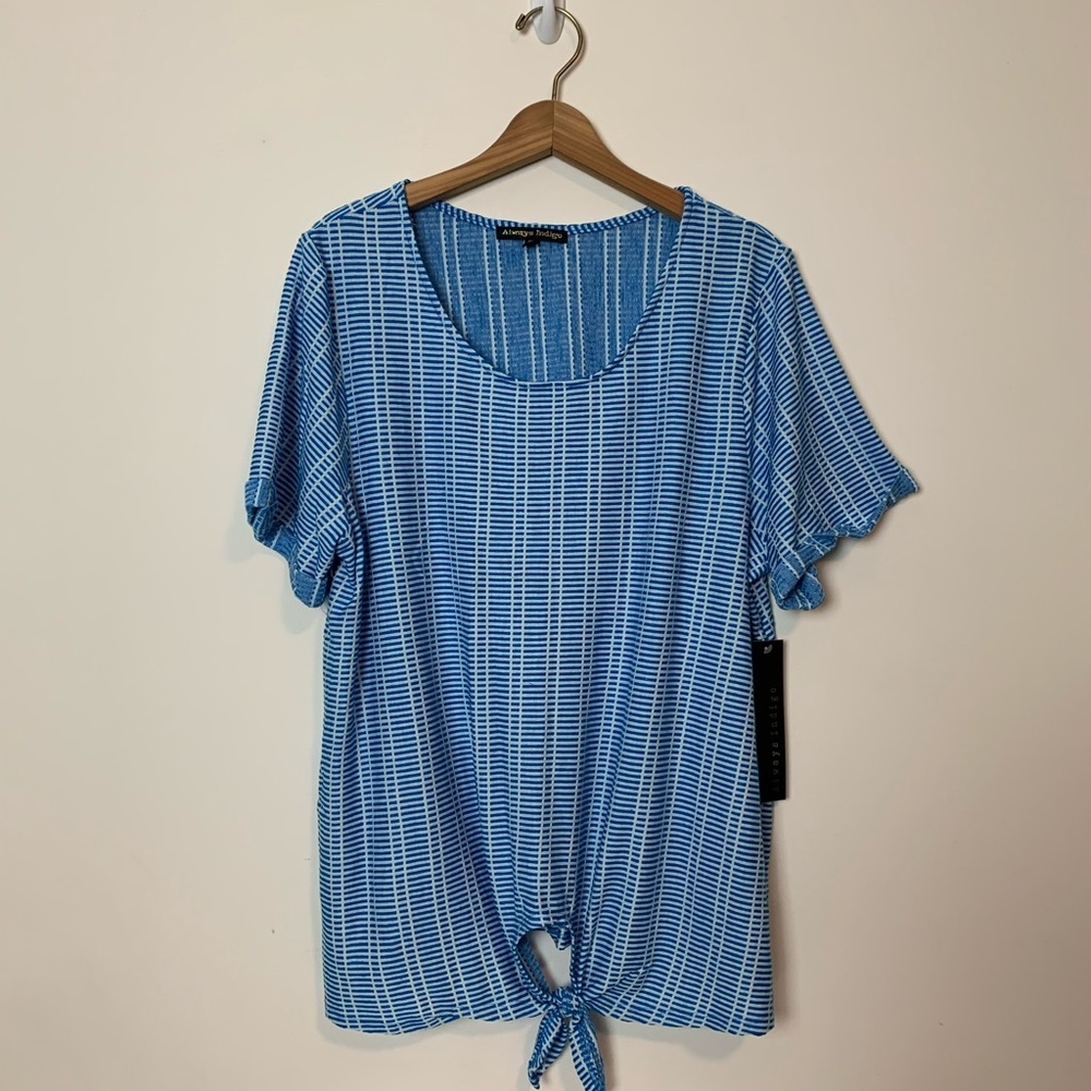New Always Indigo Blue and White Top